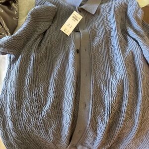 Abercrombie & Fitch Men's Gray Knit Button-Up Sweater